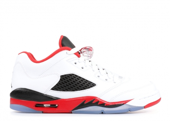 Air Jordan 5 Retro Low (Gs) "Fire Red" Blanc Rouge (314338-101)