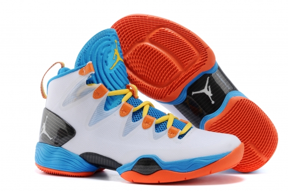 Air Jordan 28 Blanc Bleu Orange