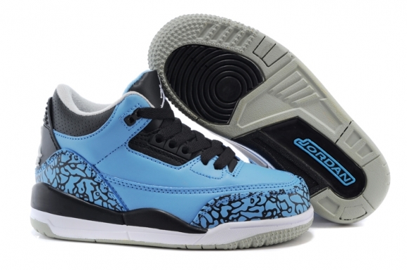 Air Jordan 3 Bleu Noir Enfant