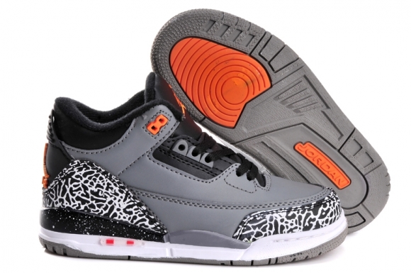 Air Jordan 3 Gris Noir Enfant