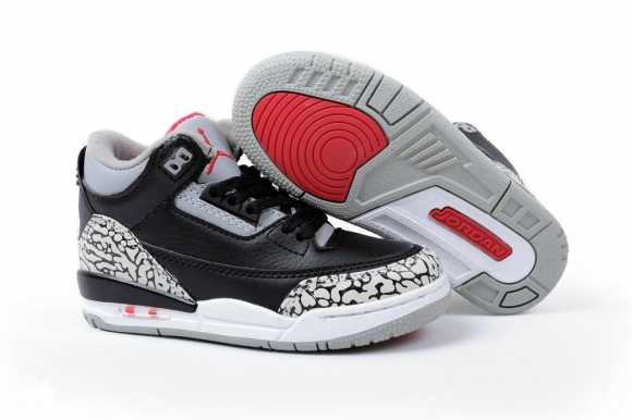 Air Jordan 3 Noir Gris Enfant