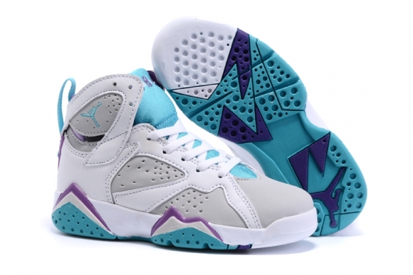 Air Jordan 7 Blanc Gris Bleu Pourpre Enfant