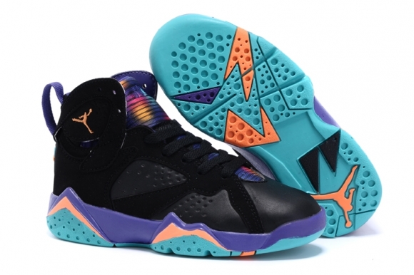 Air Jordan 7 Noir Pourpre Orange Bleu Enfant