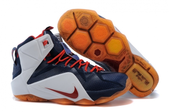 Nike Lebron 12 Foncé Bleu Blanc