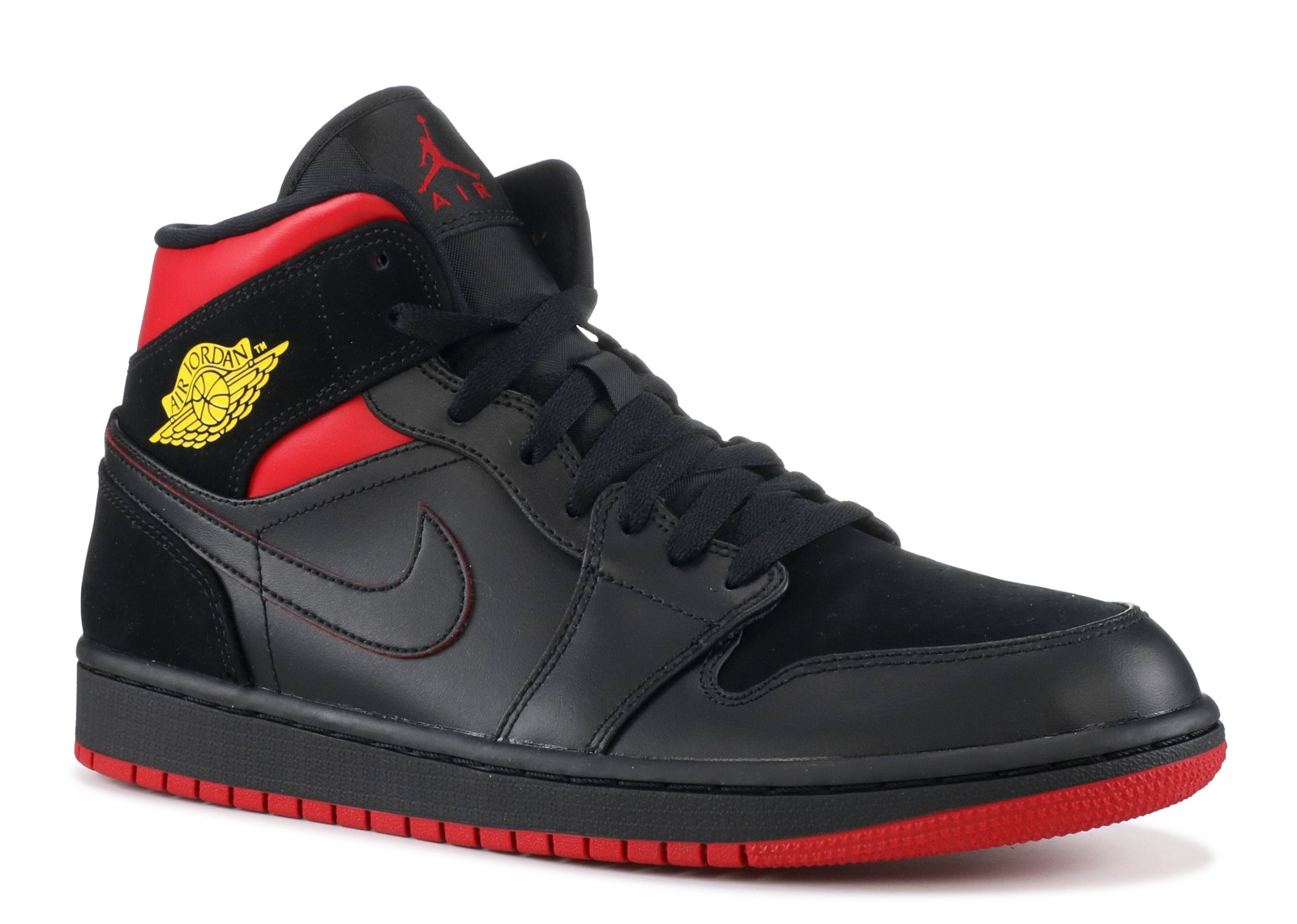 Achat / Vente Air Jordan 1 Mid Noir Jaune Rouge (554724-076) Chaussure ...